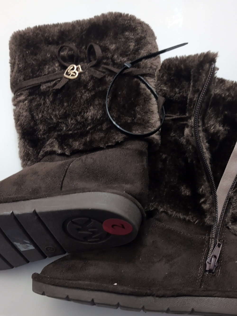 Michael Kors Dark Brown Faux Fur Zip Boots